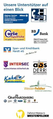 Logos der Firmen, die das Jubiläum unterstützen.