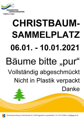 Foto Schild Christbaum-Sammelplätze
