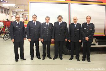 Die neue Führung der Abteilung Eggenstein mit dem bisherigen Abt.Kdt. Franz Weniger