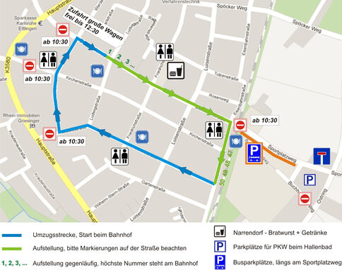 Umzugsstrecke Faschingsdienstag