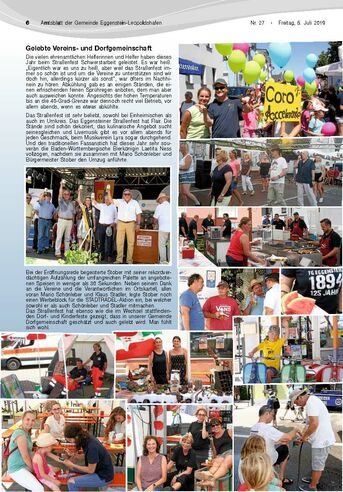 Straßenfest 2019 im Amtsblatt