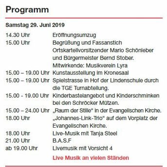Programm Eggensteiner Straßenfest 