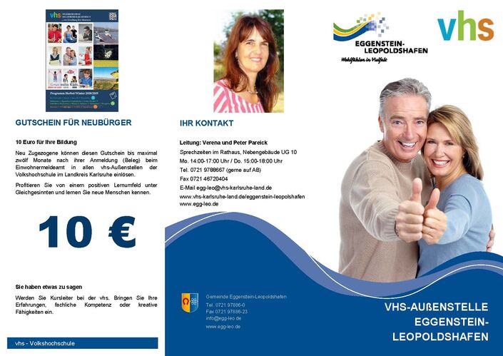 Flyer Volkshochschule im Landkeis Karlsruhe e.V. Eggenstein-Leopoldshafen