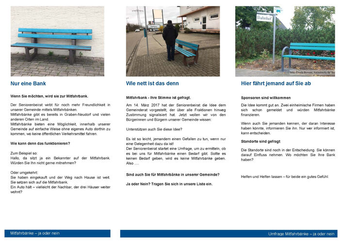 Mitfahrbank - Umfrage-Flyer