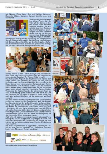 Foto: Seite des Amtsblattes mit Text und Fotos der Seniorenmesse