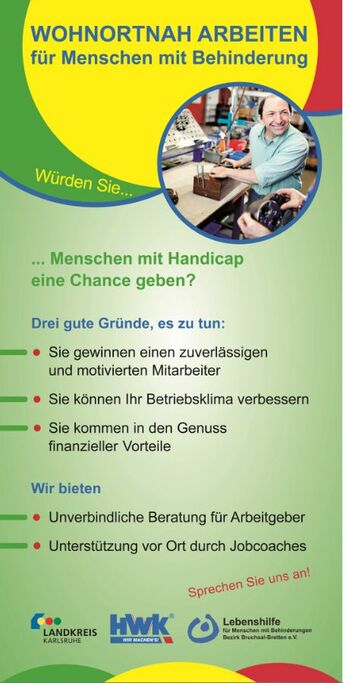Plakat Wohnortnah Arbeiten für Menschen mit Behinderung Vorteile für Arbeitgeber