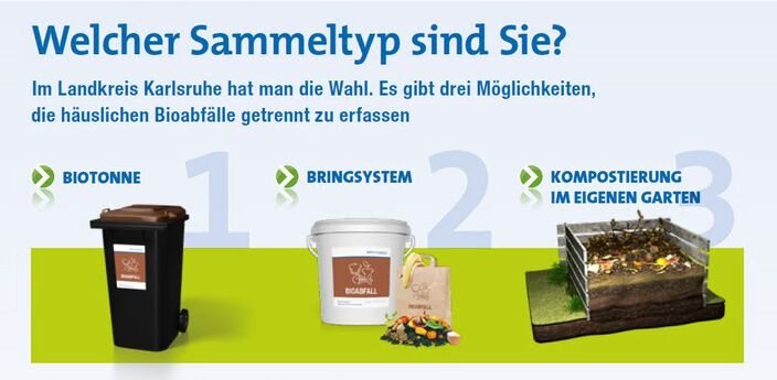 Foto Sammelmöglichkeiten, Bild zur Verfügung gestellt durch den Abfallwirtschaftsbetrieb des Landkreis Karlsruhe ©schweitzer-media / ©egghead. 