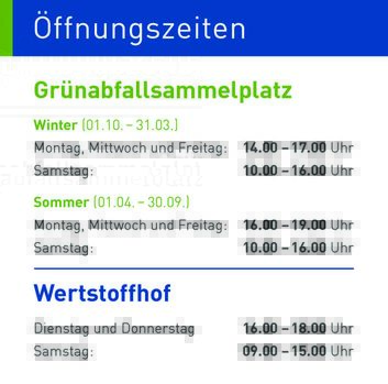 Foto Öffnungszeiten Grünabfallsammelplatz u Wertstoffhof