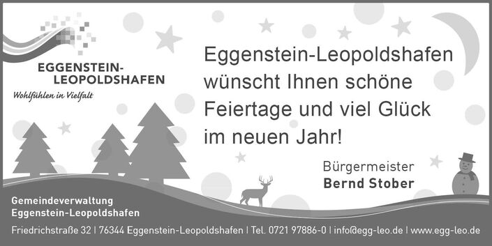 Weihnachts- und Neujahrswünsche der Gemeindeverwaltung Eggenstein-Leopoldshafen