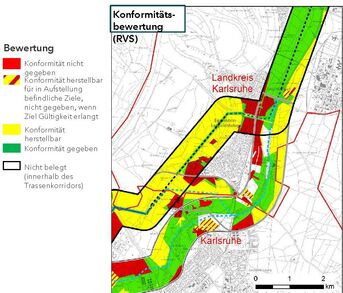 mögliche Trassenverläufe - erst einmal bis zu 1.000 Meter breit. Alternativen entlang der B36, Stand 11/2019