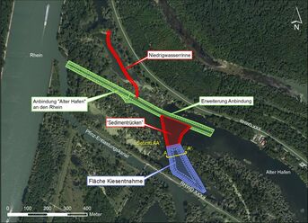 Skizze zur Auskiesung und Sedimentumlagerung 
