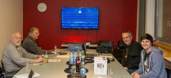 Hobbyfilmer, die den Jubiläumsfilm erstellen:  Peter Kahrau, Wilfried Jahraus, Ralf Schreck und Lukas Schreck.