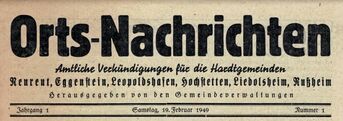 Foto: Orts-Nachrichten digitalisiert, Erstausgabe 19.02.1949