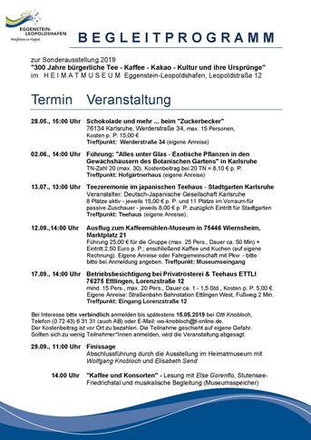 Begleitprogramm zur aktuellen Sonderausstellung, bitte zeitnah anmelden.